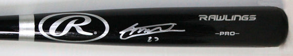 Vladimir Guerrero Jr. Autographed Black Rawlings Pro Baseball Bat-JSA *Silver