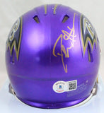Deion Sanders Autographed Ravens Flash Mini Helmet-Beckett W Hologram *Gold