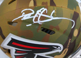 Deion Sanders Autographed Atlanta Falcons Camo Speed Mini Helmet- Beckett W Hologram *White
