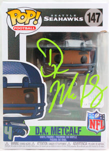 DK Metcalf Autographed Seattle Seahawks Funko Pop Figurine 147-Beckett W Hologram *Green