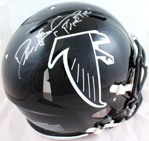 Deion Sanders Autographed Atlanta Falcons F/S 90-02 Speed Authentic Helmet w/Insc.-Beckett W Hologram *Silver