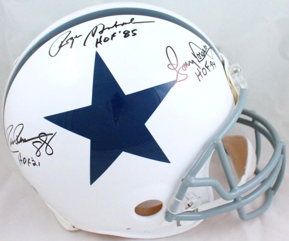 Staubach/Dorsett/Pearson Autographed Dallas Cowboys F/S 60-63 TB Authentic Helmet- Beckett W Hologram*Black Image 1