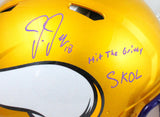 Justin Jefferson Autographed Vikings F/S Flash Speed Authentic Helmet w/2 Insc.-Beckett W Hologram *Purple