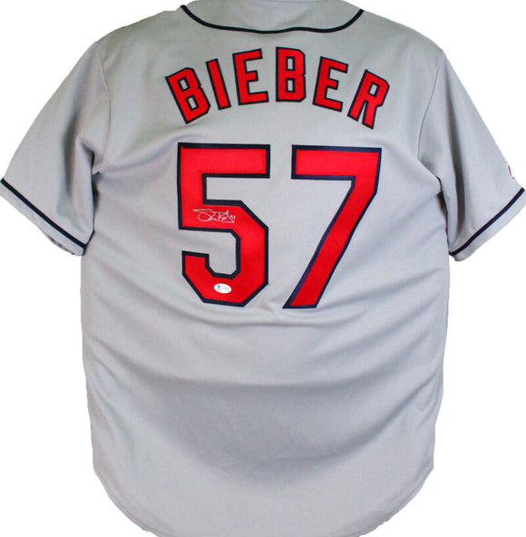 Shane Bieber Autographed Cleveland Indians Grey Majestic Jersey-Beckett W
