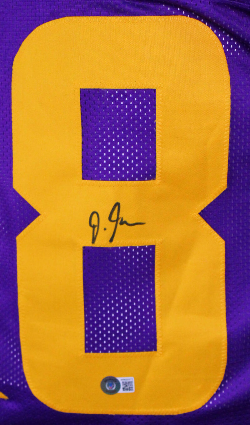 The Jersey Source Justin Jefferson Autographed Purple w/ Gold #s Pro Style Jersey -Beckett W Hologram *Black