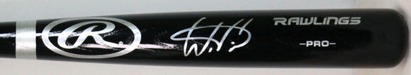Wander Franco Autographed Black Rawlings Pro Baseball Bat -JSA Auth *Silver