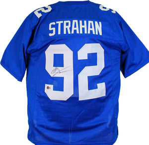 Michael Strahan Autographed Blue Pro Style Jersey-Beckett W Hologram  Image 1
