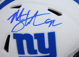 Michael Strahan Autographed NY Giants Lunar Speed Mini Helmet-Beckett W Hologram *Blue