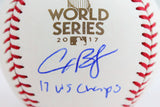Alex Bregman Autographed Rawlings OML 2017 WS Baseball w/insc.- Beckett W Hologram *Blue