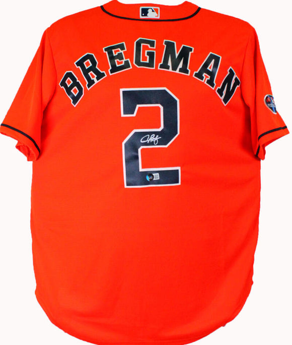 Alex Bregman Autographed Houston Astros Cool Base Orange Jersey w/2018 Patch-Beckett W Hologram *Silver