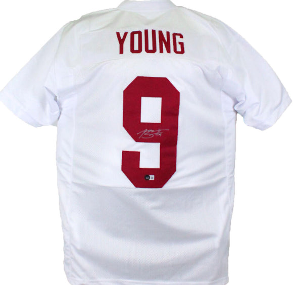 Bryce Young Autographed White College Style Jersey- Beckett W Hologram *Silver