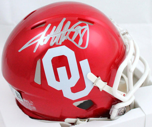 Adrian Peterson Autographed Oklahoma Sooners Speed Mini Helmet-Beckett W Hologram *Silver
