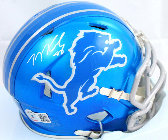 TJ Hockenson Autographed Detroit Lions Flash Speed Mini Helmet-Beckett W Hologram *White