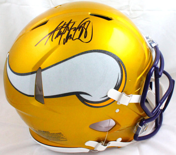 Adrian Peterson Autographed Vikings F/S Flash Speed Authentic Helmet-Beckett W Hologram *Black