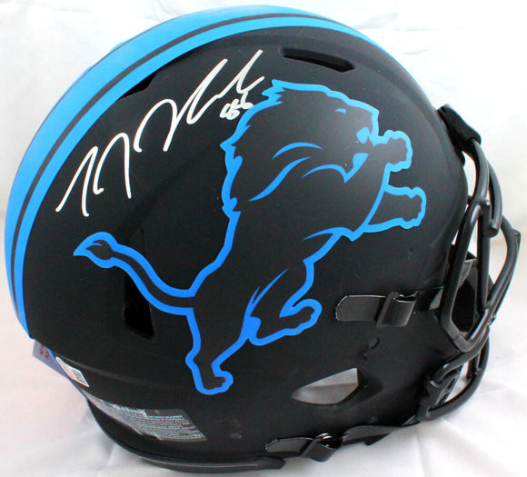 TJ Hockenson Autographed Detroit Lions F/S Eclipse Speed Authentic Helmet- Beckett W Hologram *Silver Image 1
