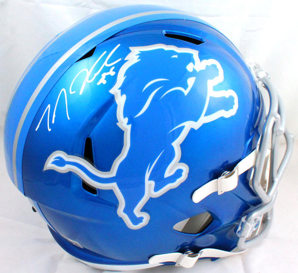 TJ Hockenson Autographed Detroit Lions F/S Flash Speed Helmet- Beckett W Hologram *White Image 1