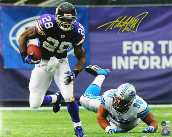 Adrian Peterson Signed Vikings 16x20 v. Lions HM Photo-Beckett W Hologram *Yellow