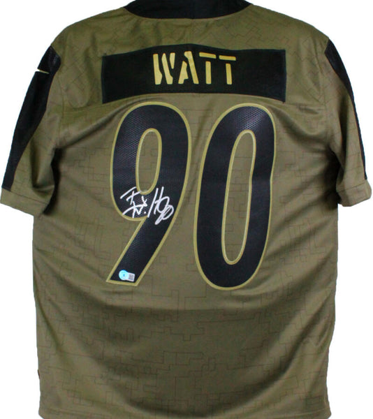 TJ Watt Autographed Pittsburgh Steelers Salute to Service Speed Mini H –  The Jersey Source