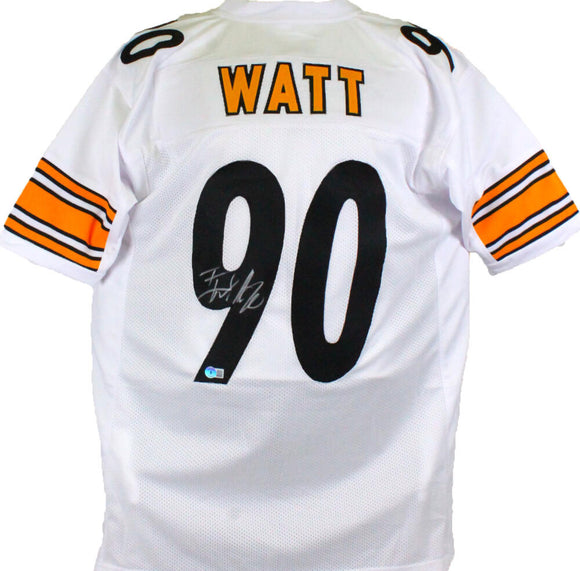 TJ Watt Autographed/Signed Pro Style White XL Jersey Beckett COA