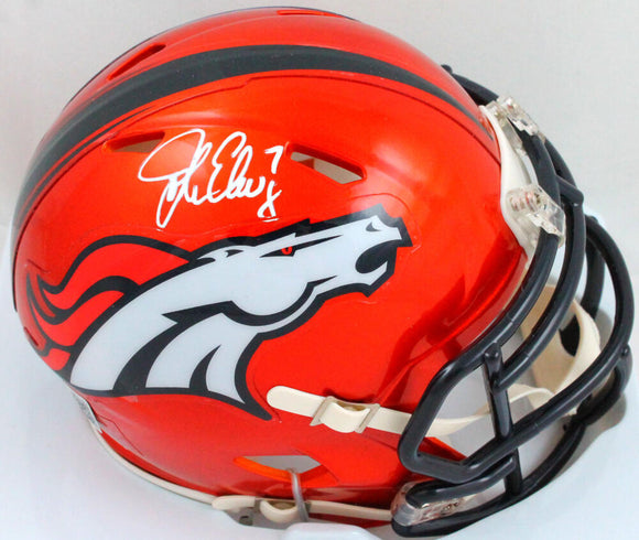 John Elway Autographed Denver Broncos Flash Speed Mini Helmet- Beckett W Hologram *White