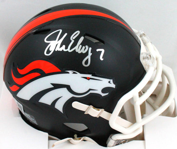 John Elway Autographed Denver Broncos Flat Black Mini Helmet-Beckett W –  The Jersey Source