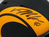 Von Miller Autographed Los Angeles Rams Eclipse Speed Mini Helmet-Beckett W Hologram *Black