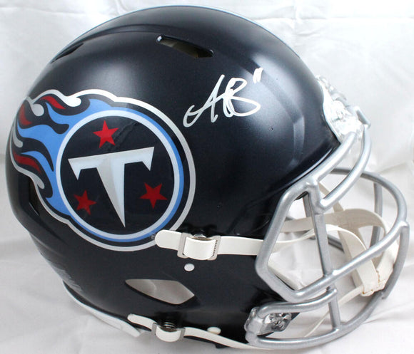AJ Brown Autographed Tennessee Titans F/S Speed Authentic Helmet-Beckett W Hologram *Silver