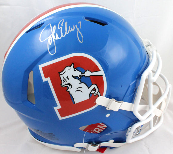 John Elway Autographed Denver Broncos F/S 75-96 TB Speed Authentic Helmet-Beckett W Hologram *Silver Image 1