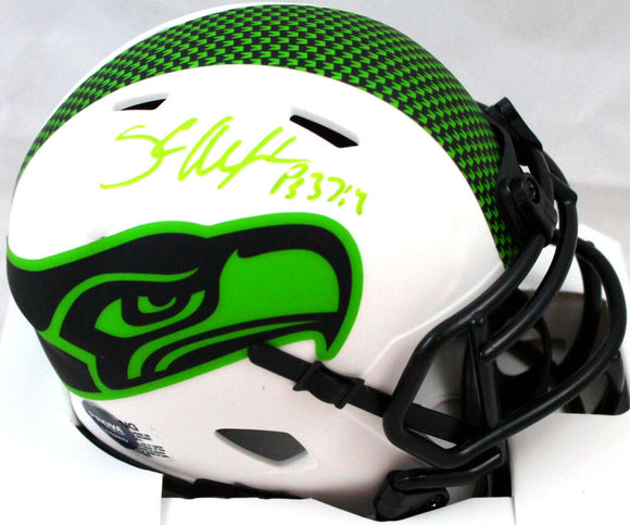 Shaun Alexander Autographed Seattle Seahawks Lunar Mini Helmet-Beckett W Hologram *Green