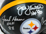 Ham / Lambert / Russell Autographed Pittsburgh Steelers Mini Helmet-Beckett W Hologram *Silver