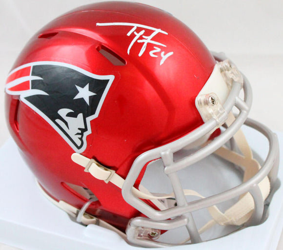 Ty Law Autographed New England Patriots Flash Speed Mini Helmet-Beckett W Hologram *White
