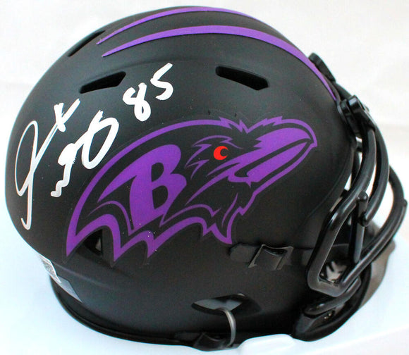 Derrick Mason Autographed Ravens Eclipse Speed Mini Helmet-Beckett W Hologram *Silver