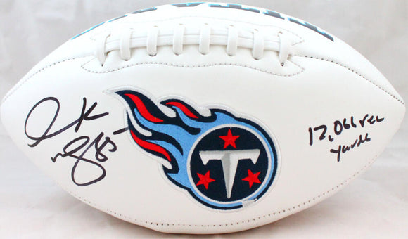Derrick Mason Autographed Tennessee Titans Logo Football w/Insc.-Beckett W Hologram