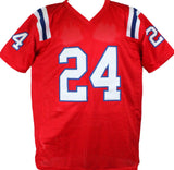 Ty Law Autographed Red Pro Style STAT Jersey- Beckett W Hologram *Black