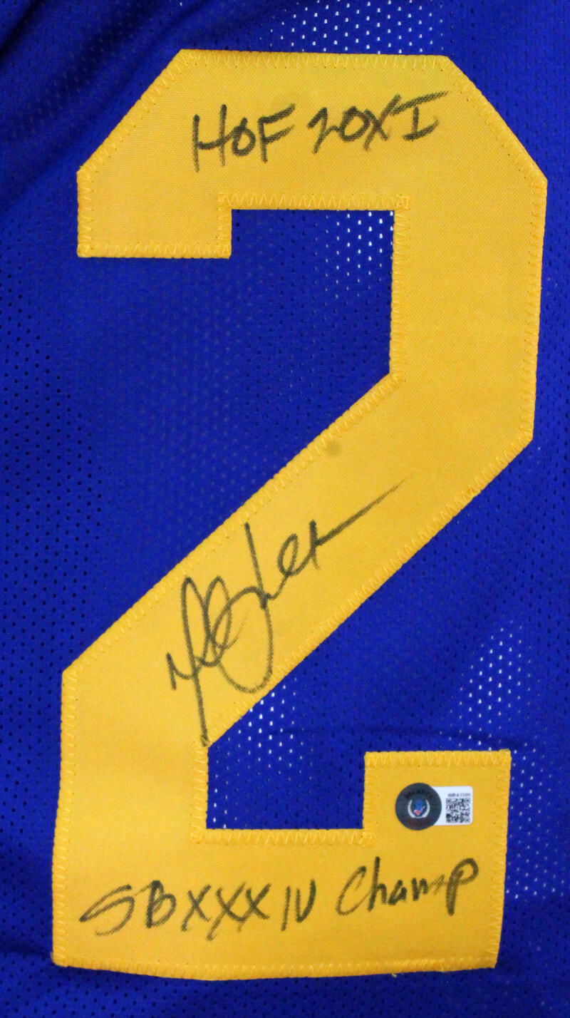 Marshall Faulk Autographed St. Louis Rams Custom Jersey Inscribed