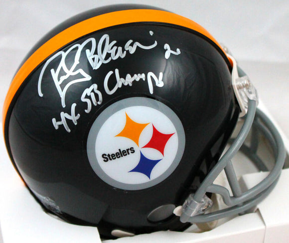 Rocky Bleier Signed Steelers Speed Mini Helmet Inscribed 4x SB Champs  (Beckett)