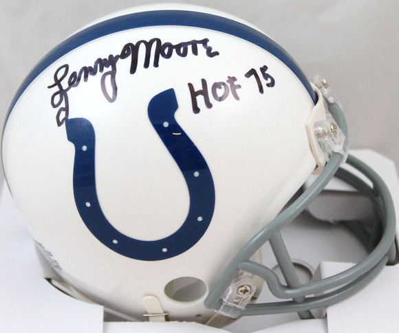 Lenny Moore Autographed Baltimore Colts Mini Helmet W/HOF-Beckett W Hologram *Black