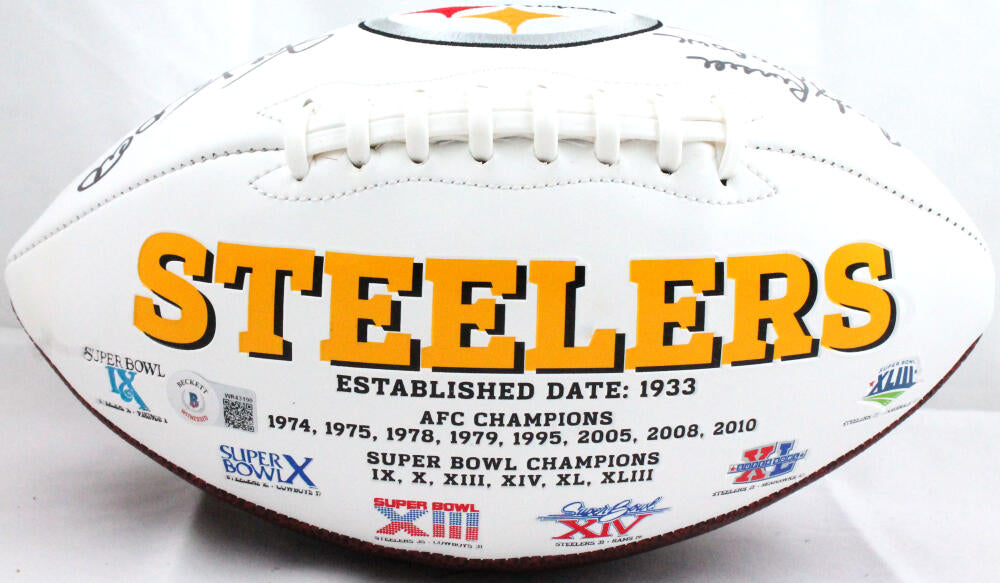 Jack Lambert Jack Ham Andy Russell HOF Signed Steelers Logo Football- – The  Jersey Source