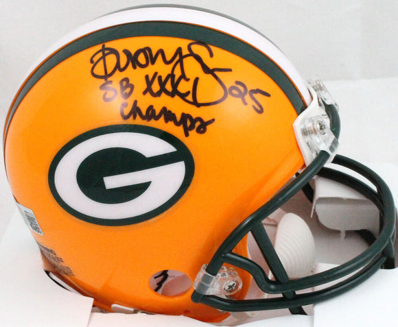 Dorsey Levens Autographed Green Bay Packers Mini Helmet w/SB Champs-Beckett W Hologram *Black