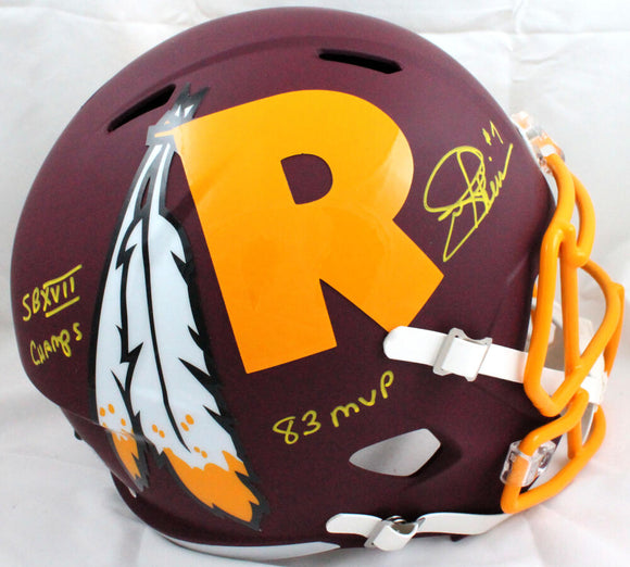 Joe Theismann Signed F/S Redskins Amp Speed Helmet w/2 Insc.-Beckett W Hologram *Yellow