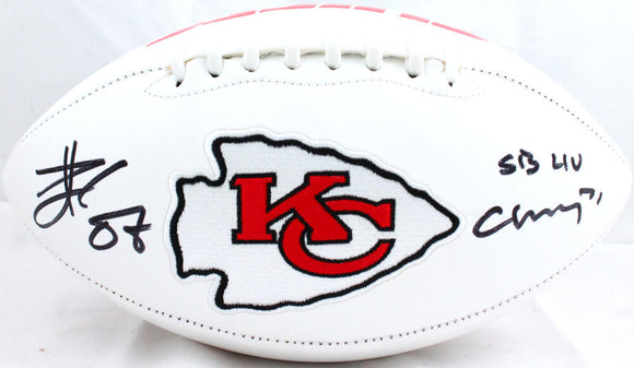 Travis Kelce Autographed KC Chiefs Logo Football w/ SB LIV Champs