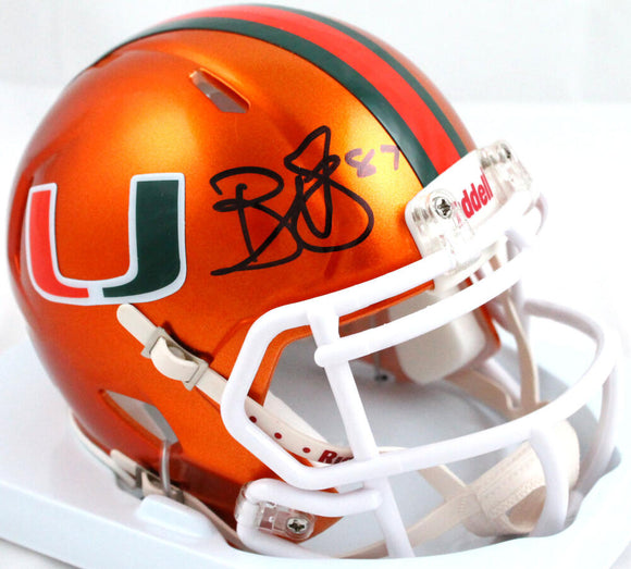 Reggie Wayne Autographed Miami Hurricanes Flash Speed Mini Helmet-Beckett W Hologram *Black Image 1