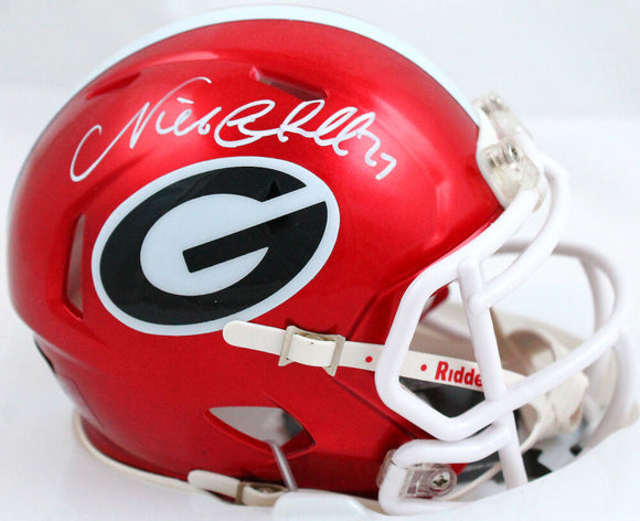Nick Chubb Autographed Georgia Bulldogs Flash Speed Mini Helmet-Beckett W Hologram *White Image 1
