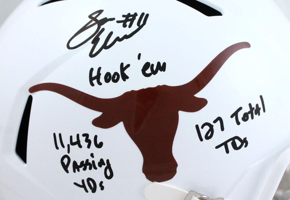 Texas Sam Ehlinger Autographed Helmets, Signed Sam Ehlinger Inscripted  Helmets