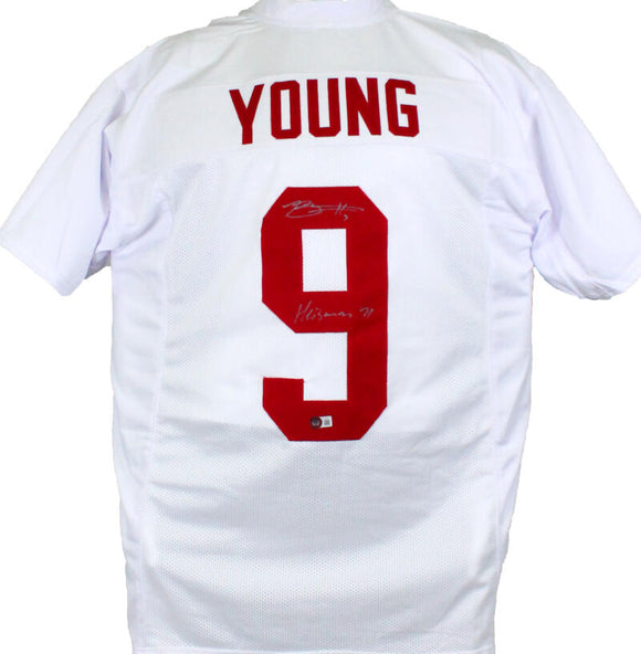 Bryce Young Autographed White College Style Jersey w/Hesiman- Beckett W Hologram  Image 1