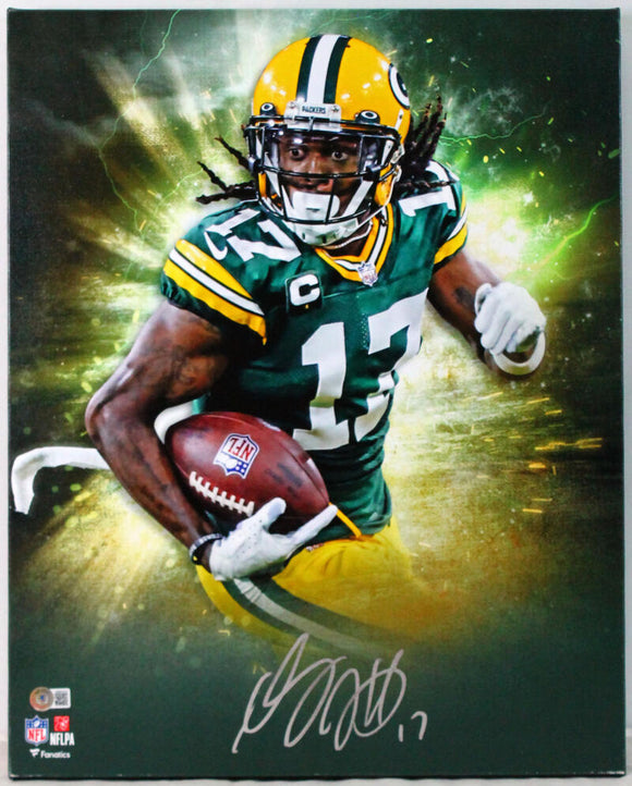 Davante Adams Signed Green Bay Packers Framed 16x20 Stretched Canvas-BA W Holo *Silver Image 1
