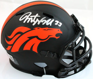 Javonte Williams Autographed Denver Broncos Eclipse Speed Mini Helmet-Beckett W Hologram *Silver Image 1