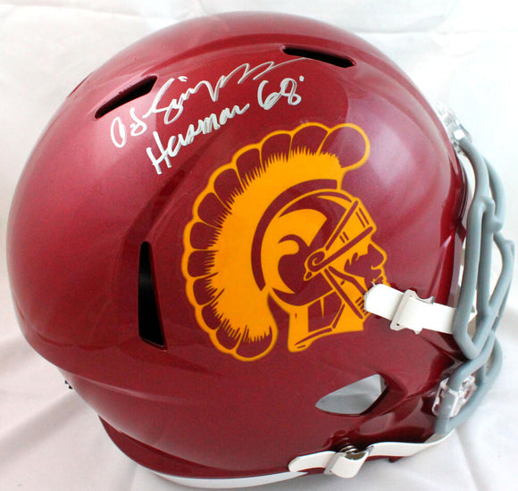 O. J. Simpson Autographed USC Trojans F/S Speed Helmet w/ Heisman-JSA W *Silver Image 1