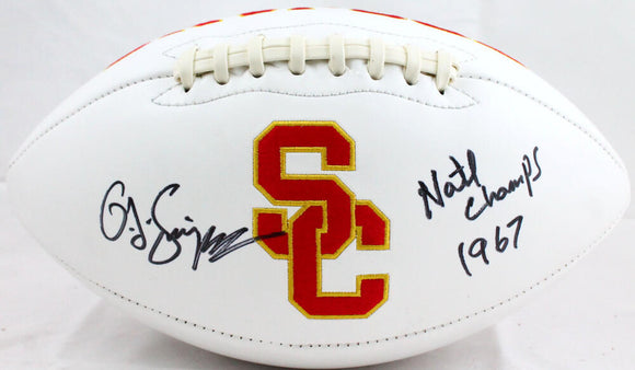 O. J. Simpson Autographed USC Trojans Logo Football W/Natl Champs-JSA W *Black Image 1