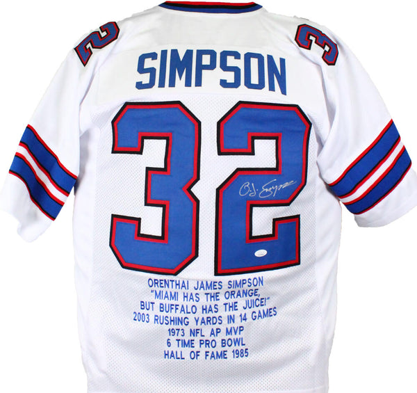 O.J. Simpson Autographed Blue Pro Style STAT Jersey- JSA W Black at  's Sports Collectibles Store